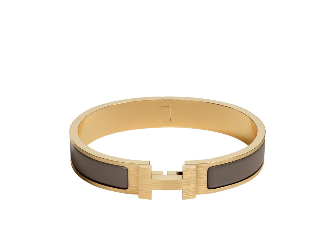 Hermes Hermes Clic HH Bracelet In Matte Enamel With Brushed Gold-Plated Hardware Étain Mat