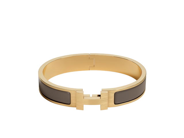 Hermes Hermes Clic HH Bracelet In Matte Enamel With Brushed Gold-Plated Hardware Étain Mat - view 1