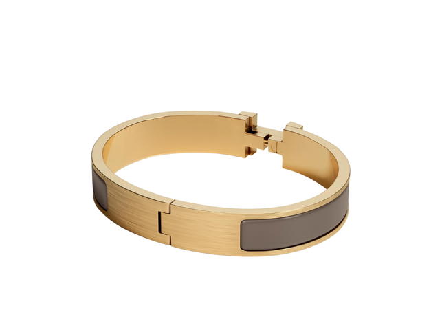 Hermes Hermes Clic HH Bracelet In Matte Enamel With Brushed Gold-Plated Hardware Étain Mat - view 2