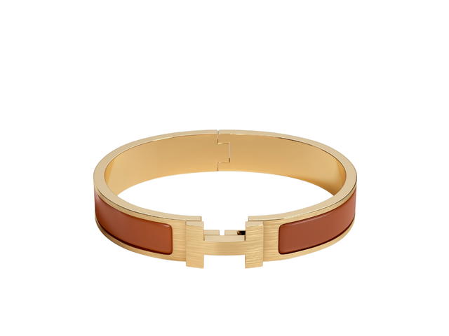 Hermes Hermes Clic HH Bracelet In Matte Enamel With Brushed Gold-Plated Hardware Gold Mat - view 1