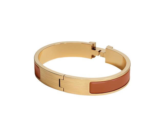 Hermes Hermes Clic HH Bracelet In Matte Enamel With Brushed Gold-Plated Hardware Gold Mat - view 2