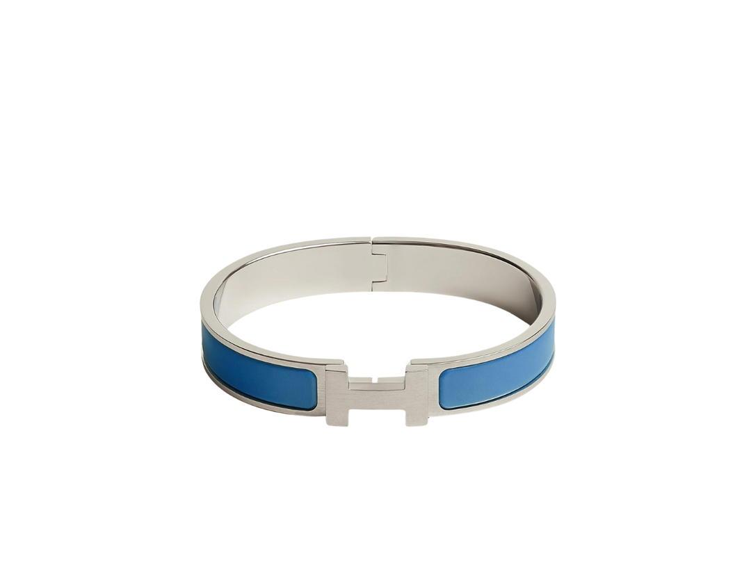 Hermes Hermes Clic HH Bracelet In Matte Enamel With Brushed Palladium-Plated Hardware Bleu De France Mat