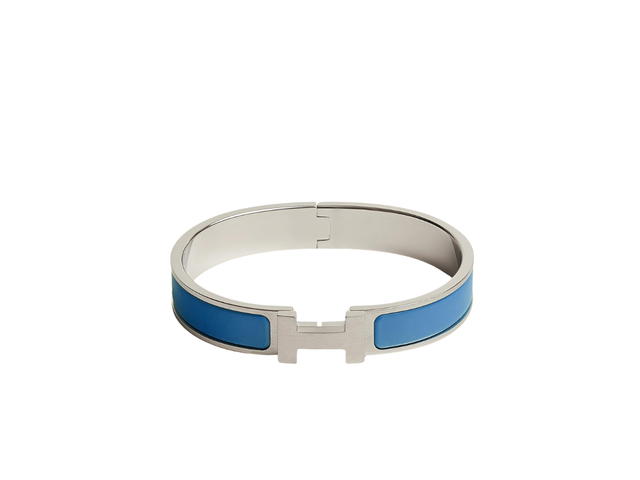 Hermes Hermes Clic HH Bracelet In Matte Enamel With Brushed Palladium-Plated Hardware Bleu De France Mat - view 1