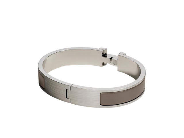 Hermes Hermes Clic HH Bracelet In Matte Enamel With Brushed Palladium-Plated Hardware Etain Mat - view 2