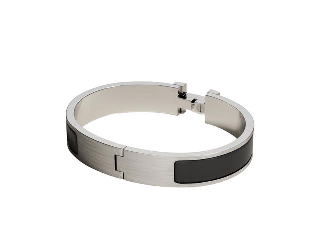 Hermes Hermes Clic HH Bracelet In Matte Enamel With Brushed Palladium-Plated Hardware Noir Mat - view 2