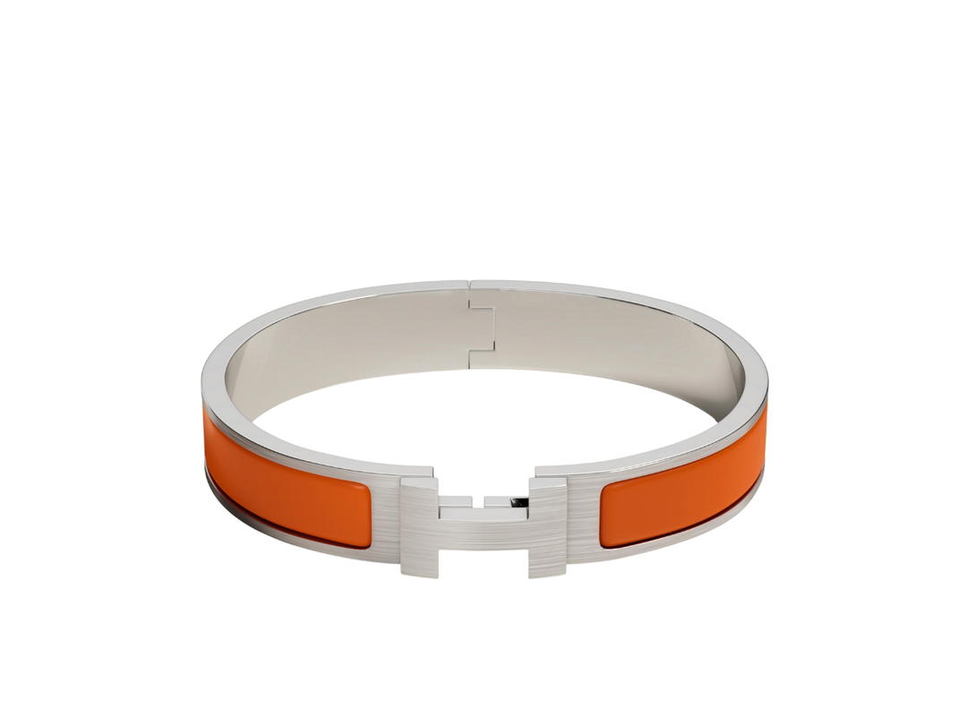 Hermes Hermes Clic HH Bracelet In Matte Enamel With Brushed Palladium-Plated Hardware Orange Mat
