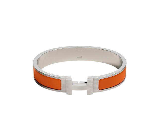 Hermes Hermes Clic HH Bracelet In Matte Enamel With Brushed Palladium-Plated Hardware Orange Mat - view 1