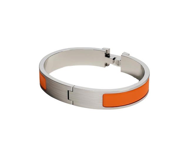 Hermes Hermes Clic HH Bracelet In Matte Enamel With Brushed Palladium-Plated Hardware Orange Mat - view 2