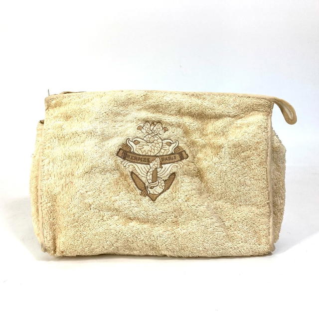 Hermes HERMES Cluch Bag Clutch logo Makeup pouch Cosmetics Pouch pile Beige - view 2