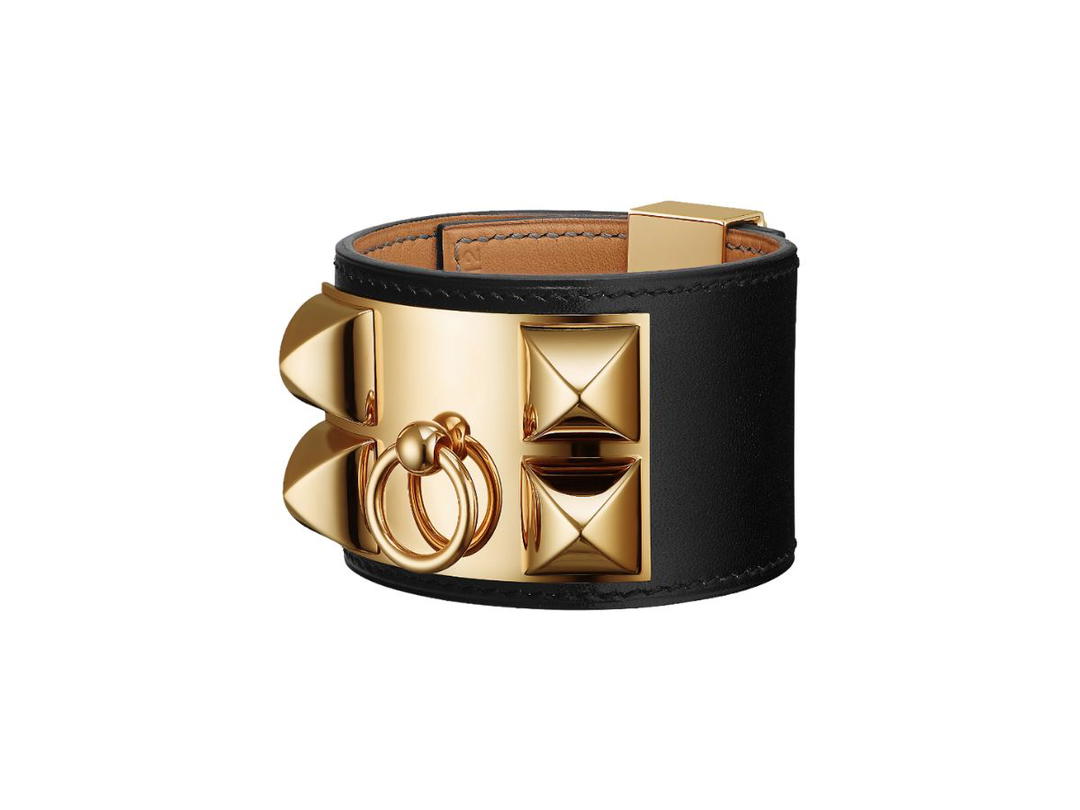 Hermes Hermes Collier De Chien Bracelet Noir Gold-Plated