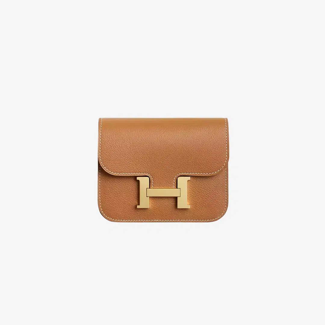 Hermes Hermes Constance Slim Bicolor Wallet Evercolor & Gold Lime
