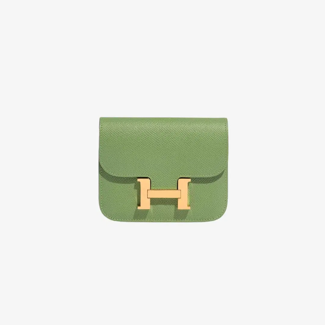 Hermes Hermes Constance Slim Bicolor Wallet Evercolor & Gold Vert Criquet
