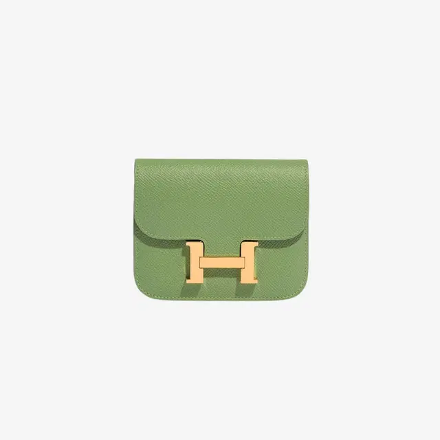Hermes Hermes Constance Slim Bicolor Wallet Evercolor & Gold Vert Criquet - view 1