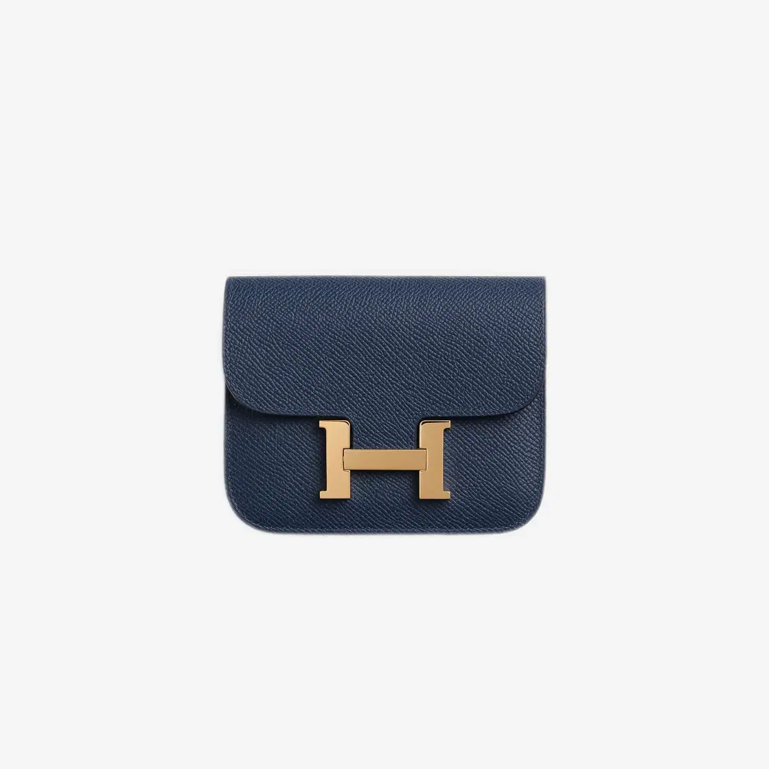 Hermes Hermes Constance Slim Wallet Epsom & Gold Bleu Navy