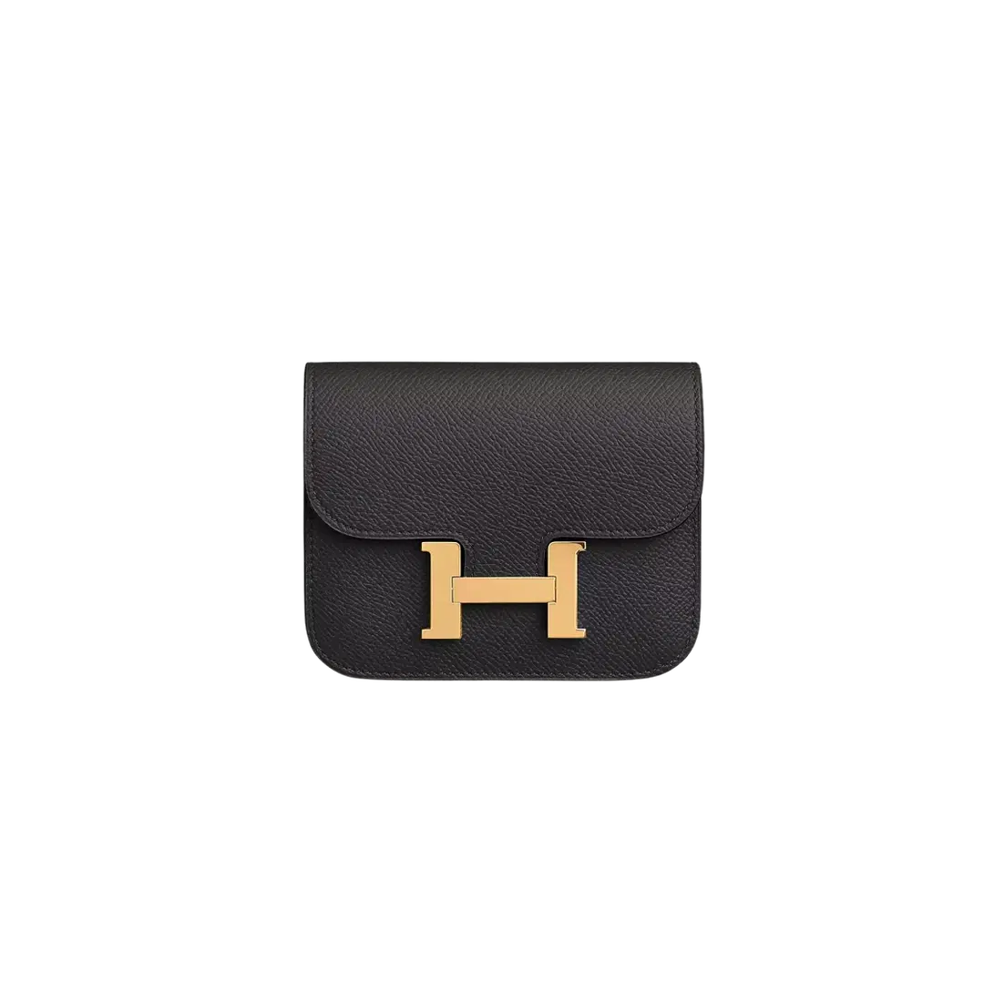 Hermes Hermes Constance Slim Wallet Epsom & Gold Noir