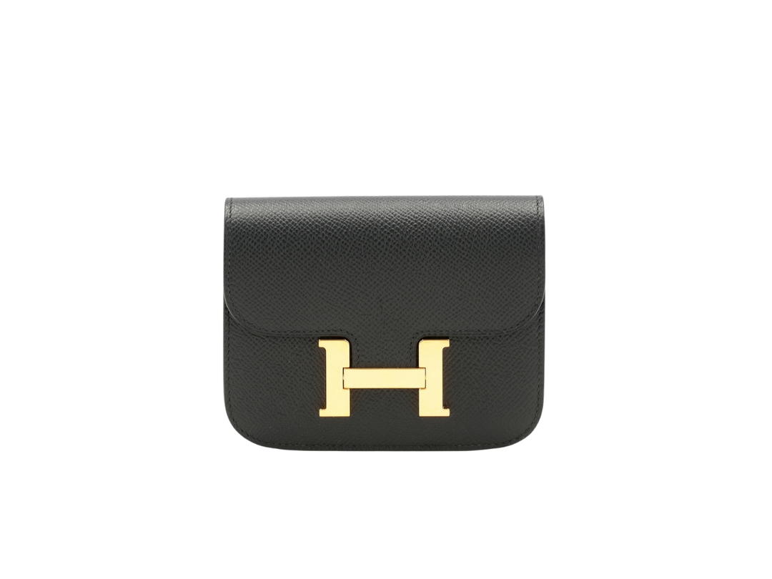 Hermes Hermes Constance Slim Wallet In Epsom Calfskin With Gold-plated Closur Noir
