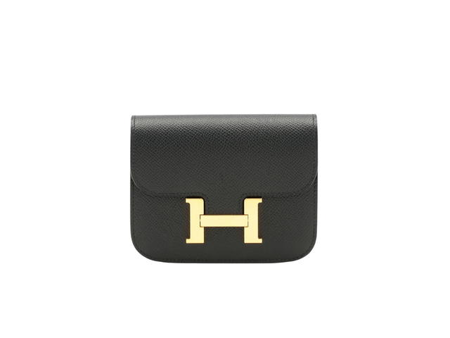 Hermes Hermes Constance Slim Wallet In Epsom Calfskin With Gold-plated Closur Noir - view 1
