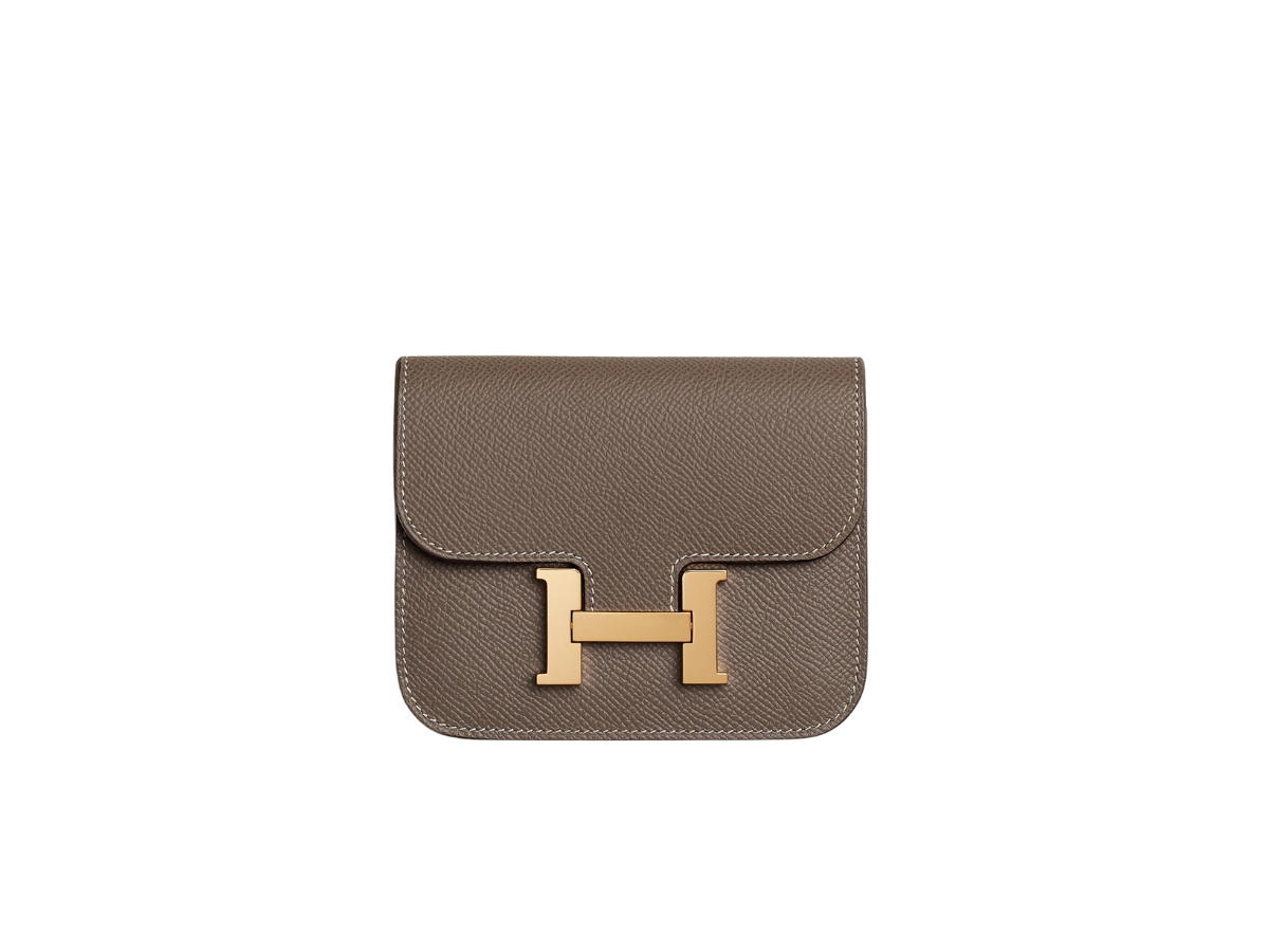 Hermes Hermes Constance Slim Wallet In Epsom Calfskin With Gold-plated Closure Etoupe