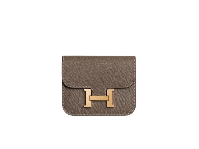 Hermes Hermes Constance Slim Wallet In Epsom Calfskin With Gold-plated Closure Etoupe - view 1