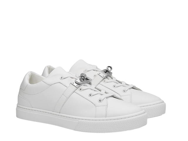 Hermes Hermes Day Sneaker In Calfskin With Functional Palladium-Plated Kelly Buckle Blanc - view 2