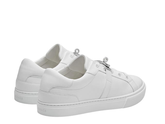 Hermes Hermes Day Sneaker In Calfskin With Functional Palladium-Plated Kelly Buckle Blanc - view 3