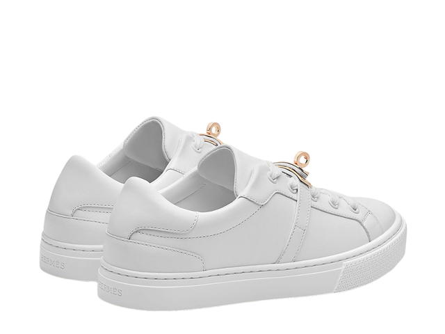 Hermes Hermes Day Sneaker In Calfskin With Functional Rose Gold-Plated Kelly Buckle Blanc - view 3