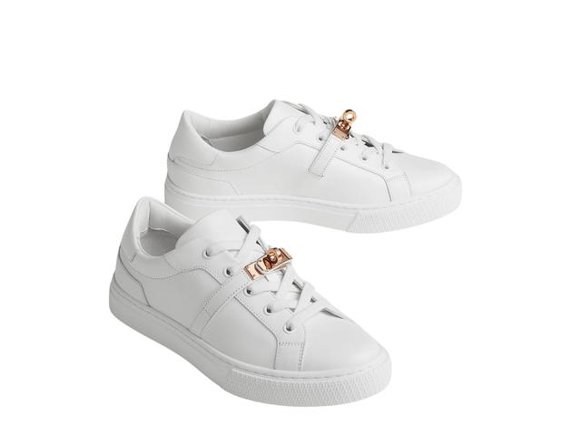 Hermes Hermes Day Sneaker In Calfskin With Functional Rose Gold-Plated Kelly Buckle Blanc - view 4