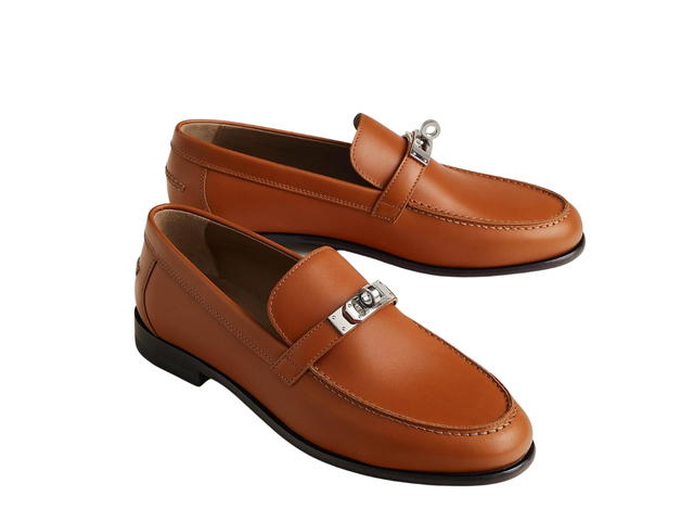 Hermes Hermes Destin Loafer In Heritage Calfskin With Palladium-Plated Kelly Buckle Naturel - view 3