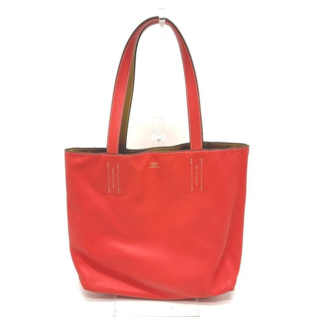 Hermes HERMES Doble Sense 28 reversible Shoulder Tote Bag Leather Beige / Pink - view 2