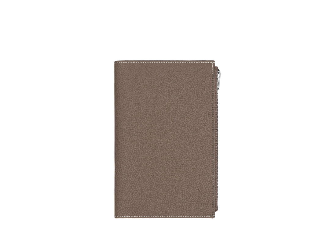 Hermes Hermes Eazip Pm Book Cover In Togo Calfskin With Palladium Plated Étoupe