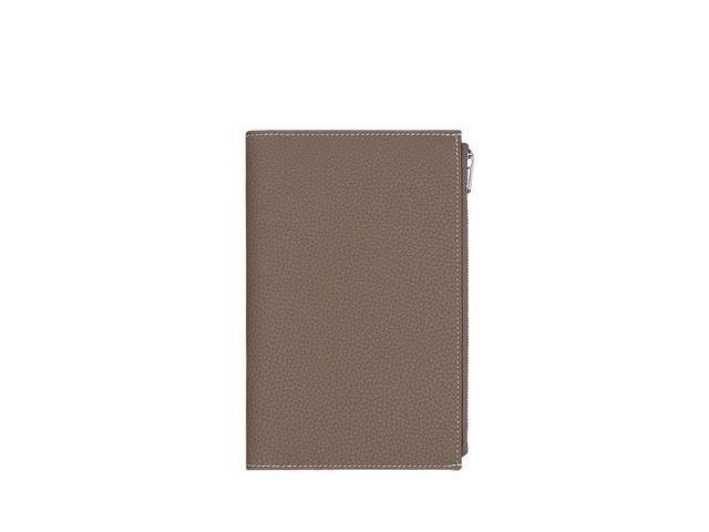 Hermes Hermes Eazip Pm Book Cover In Togo Calfskin With Palladium Plated Étoupe - view 1