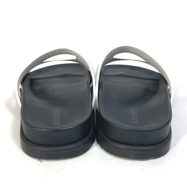 Hermes HERMES edit Shoes Flat Bicolor Pentaco Sandals Leather White/Black - view 3