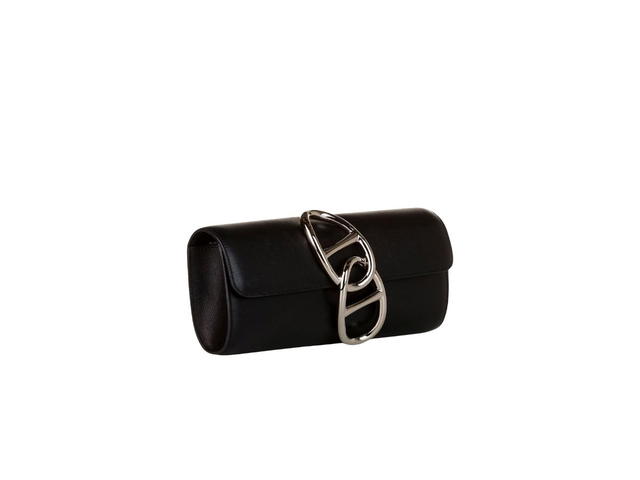Hermes Hermes Egee Clutch Bag In Tadelakt Leather With Palladium-Plated Hardware Black - view 2