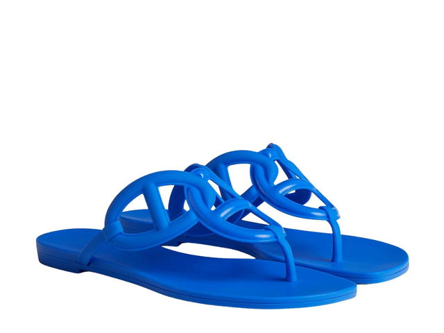 Hermes Hermes Egerie Sandal In Waterproof TPU With Chaine d'Ancre Motif Bleu Outremer - view 2