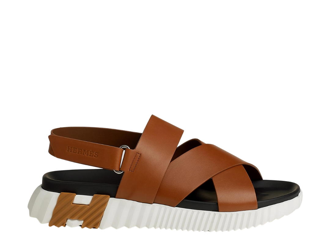 Hermes Hermes Electric Sandal In Waxed Calfskin-Light Sole Fauve