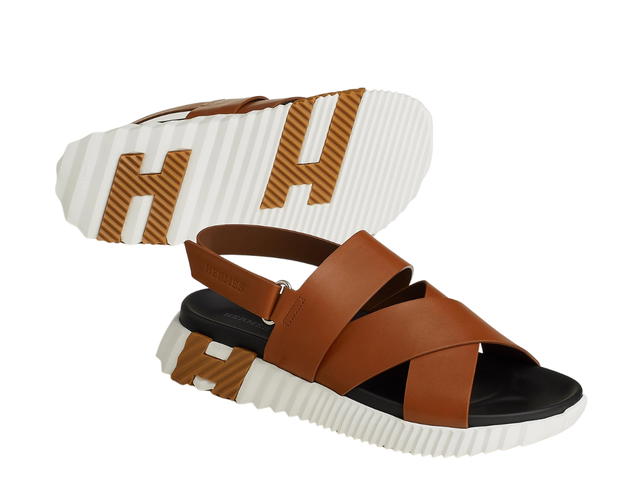 Hermes Hermes Electric Sandal In Waxed Calfskin-Light Sole Fauve - view 2