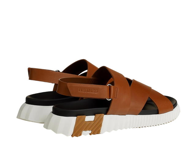 Hermes Hermes Electric Sandal In Waxed Calfskin-Light Sole Fauve - view 3