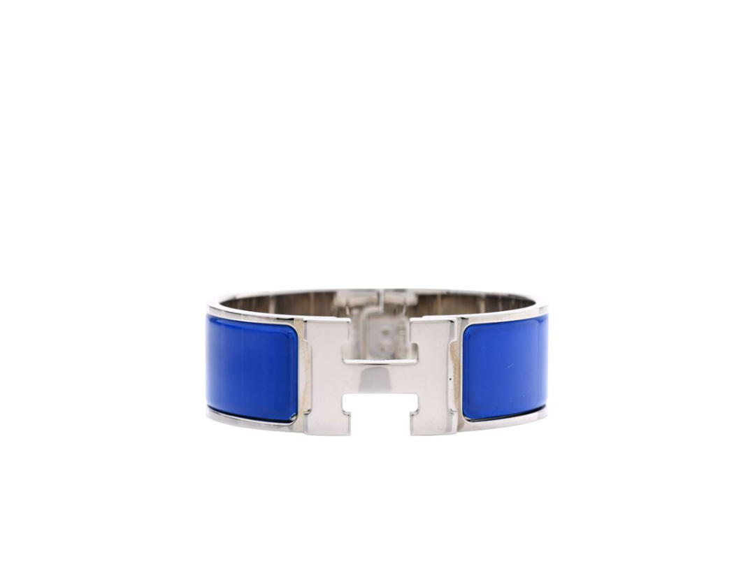 Hermes Hermes Enamel Wide Clic Clac H Bracelet Bleu Royal