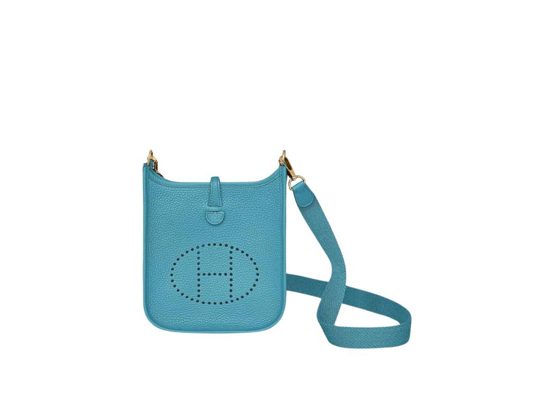 Hermes Hermes Evelyne 16 Amazone Bag In Taurillon Clemence Leather With Gold-Plated Hardware Bleu Du Nord