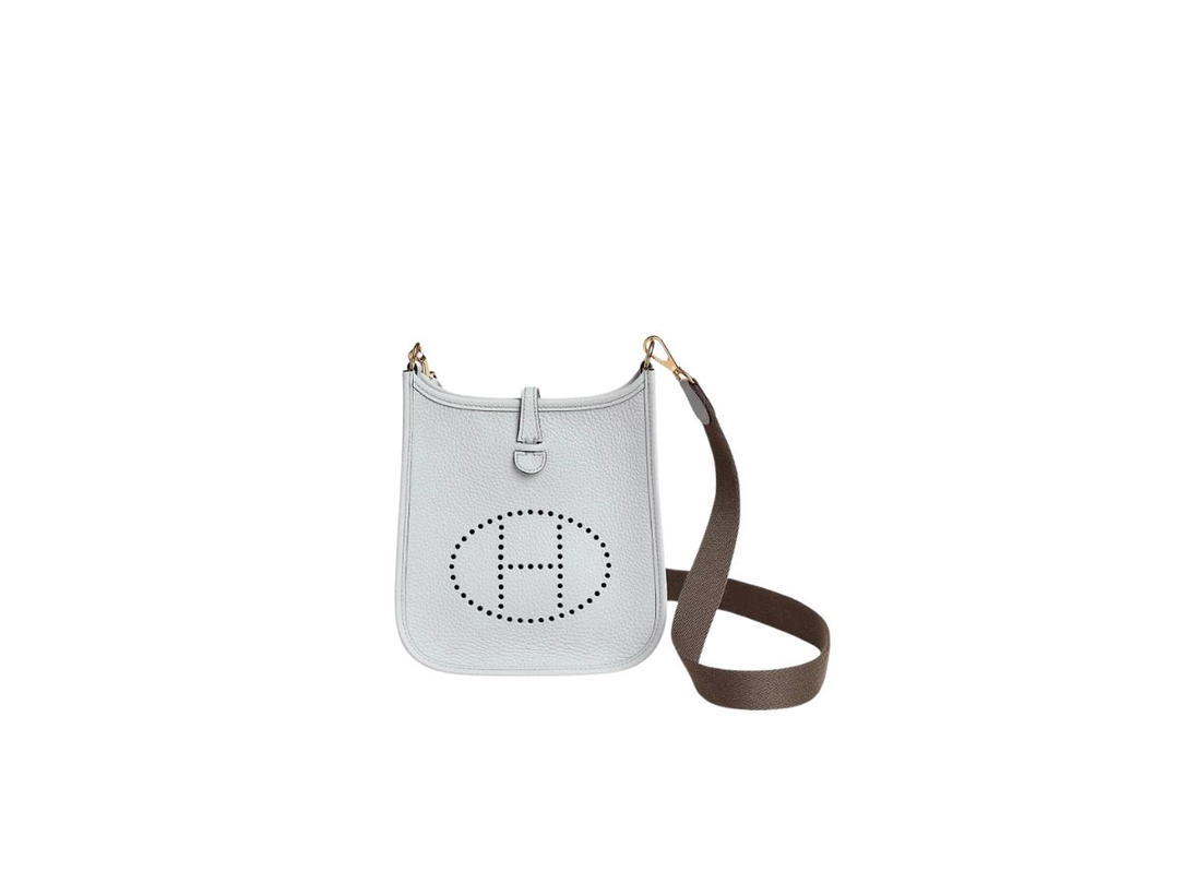 Hermes Hermes Evelyne 16 Amazone Bag In Taurillon Clemence Leather With Gold-Plated Hardware Bleu Pale-Gris Etain