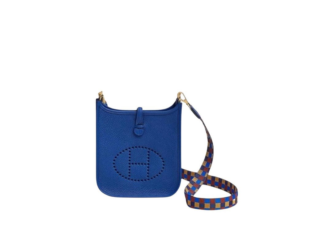 Hermes Hermes Evelyne 16 Amazone Bag In Taurillon Clemence Leather With Gold-Plated Hardware Bleu Royal-Bleu Billard-Biscuit-Rough H