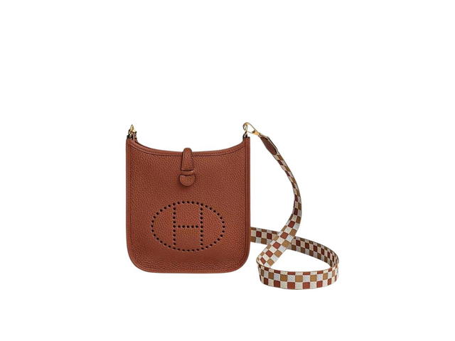 Hermes Hermes Evelyne 16 Amazone Bag In Taurillon Clemence Leather With Gold-Plated Hardware Cuivre-Chai-Nata-Bleu Brume - view 1
