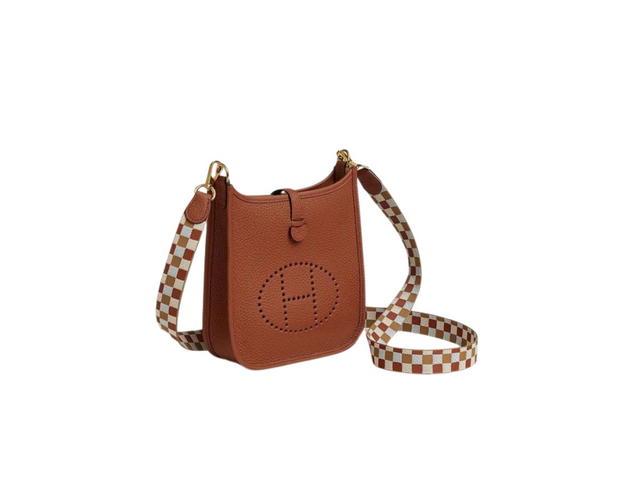 Hermes Hermes Evelyne 16 Amazone Bag In Taurillon Clemence Leather With Gold-Plated Hardware Cuivre-Chai-Nata-Bleu Brume - view 2