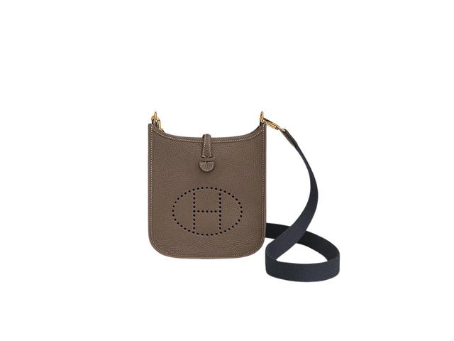 Hermes Hermes Evelyne 16 Amazone Bag In Taurillon Clemence Leather With Gold-Plated Hardware Etoupe-Bleu Indigo - view 1