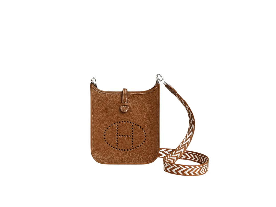 Hermes Hermes Evelyne 16 Amazone Bag In Taurillon Clemence Leather With Palladium-Plated Hardware Gold-Blanc