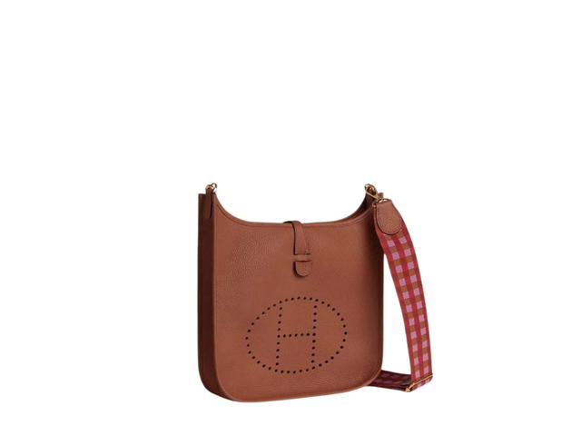 Hermes Hermes Evelyne III 29 Bag In Clemence Calfskin With Gold Hardware Cuivre-Capucine-Parme-Rouge Duchesse - view 3