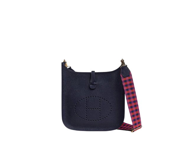 Hermes Hermes Evelyne III 29 Bag In Clemence Calfskin With Gold Hardware Gold-Bleu Nuit-Bleu Saphir-Anemone - view 1