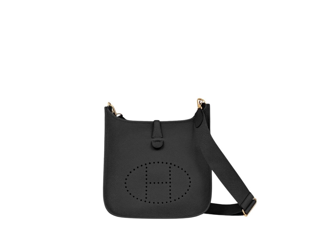 Hermes Hermes Evelyne III 29 Bag In Clemence Calfskin With Gold Hardware Noir