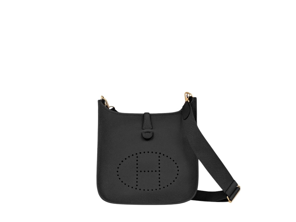 Hermes Hermes Evelyne III 29 Bag In Clemence Calfskin With Gold Hardware Noir