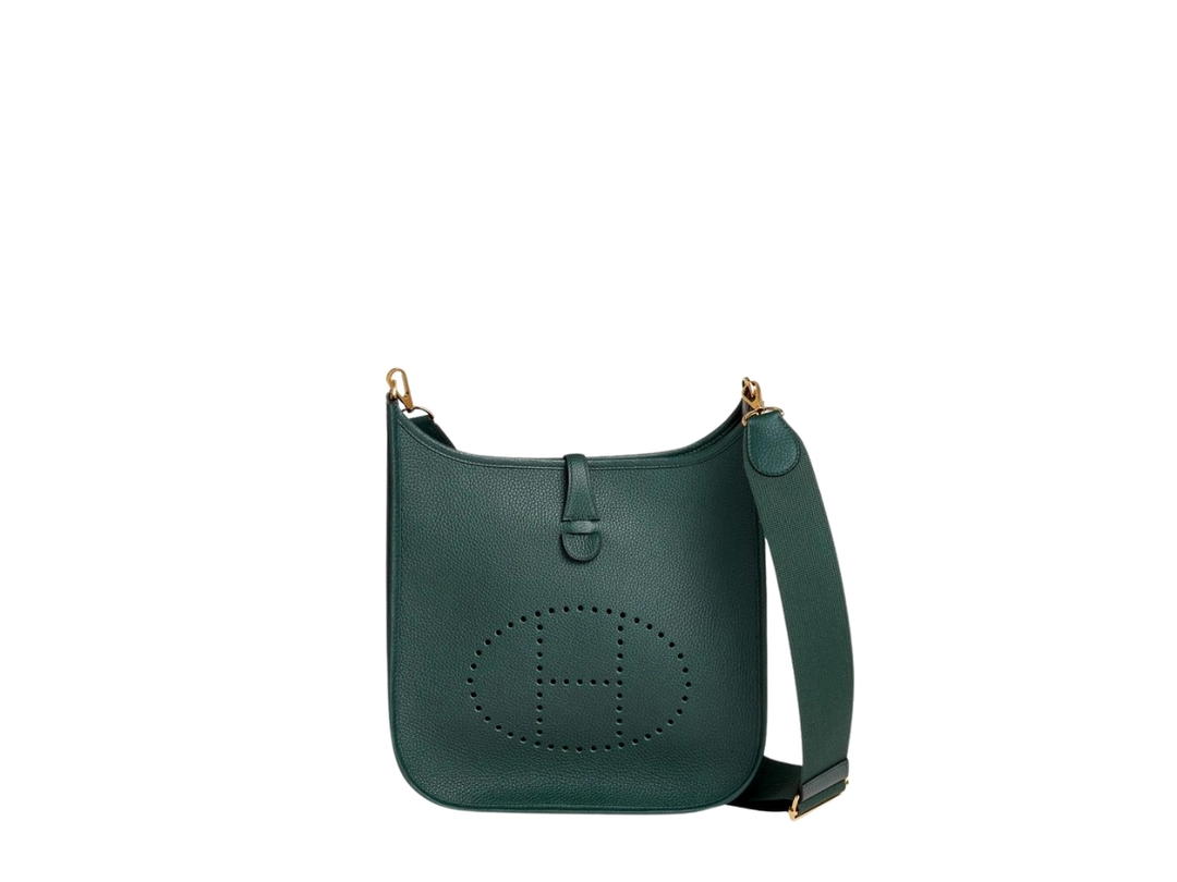Hermes Hermes Evelyne III 29 Bag In Clemence Calfskin With Gold Hardware Vert Cypres